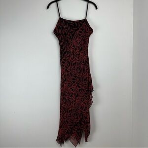 Eva Blue Dress Size 8 Petite Black Red Beaded Sequin Y2K Asymmetrical Whimsygoth